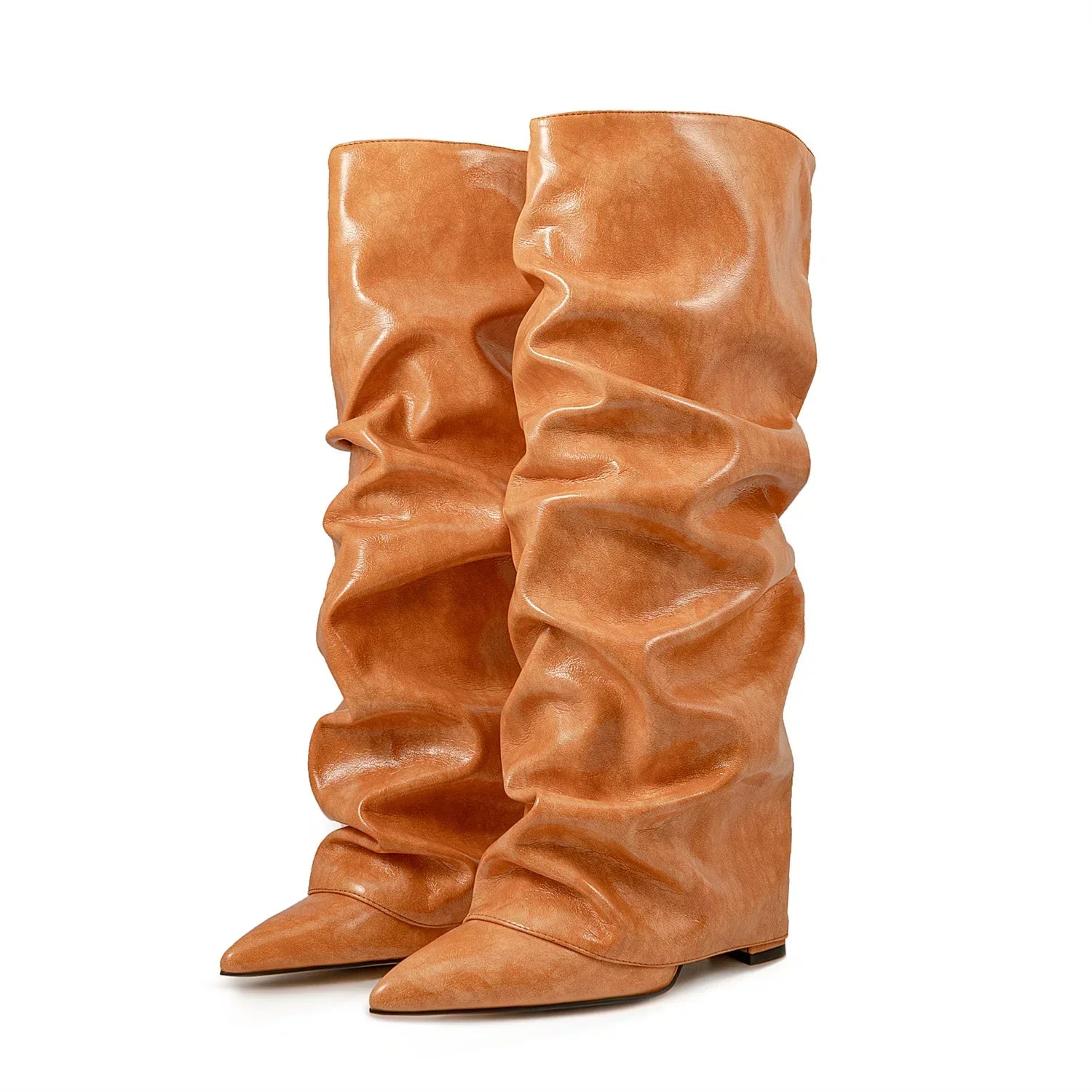 GRACE - מגפי ברך ווג' מקופלים בוהן מחודדת