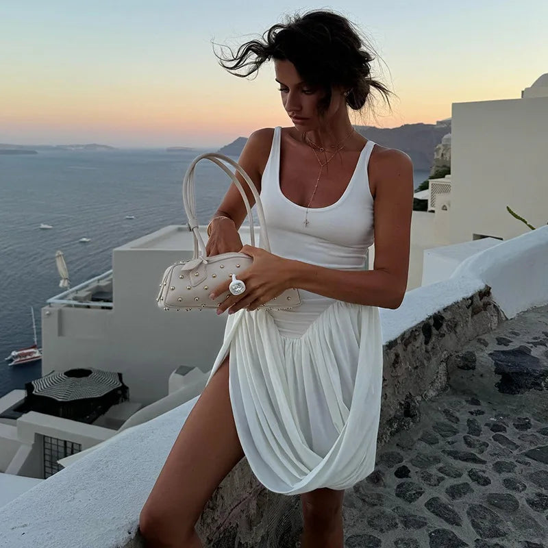 BERLIN - שמלת מיני דרייפ גב חשוף ללא שרוולים