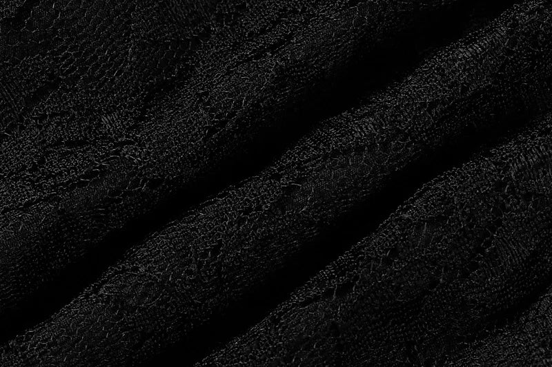 LAKE - שמלת מידי תחרה שקופה כתפיות שסע