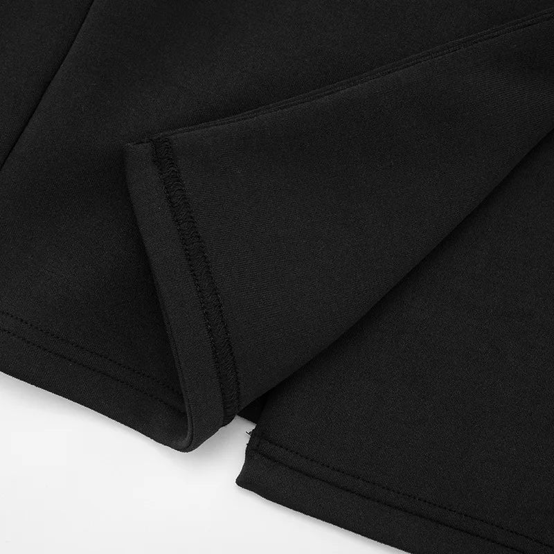 POPPY - שמלת בלייזר מיני V עמוק מותן גבוה שרוול ארוך