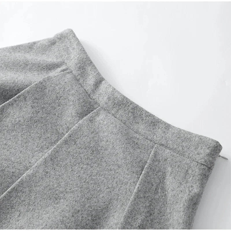 GRACE - סט חליפת צמר בלייזר וחצאית פליסה