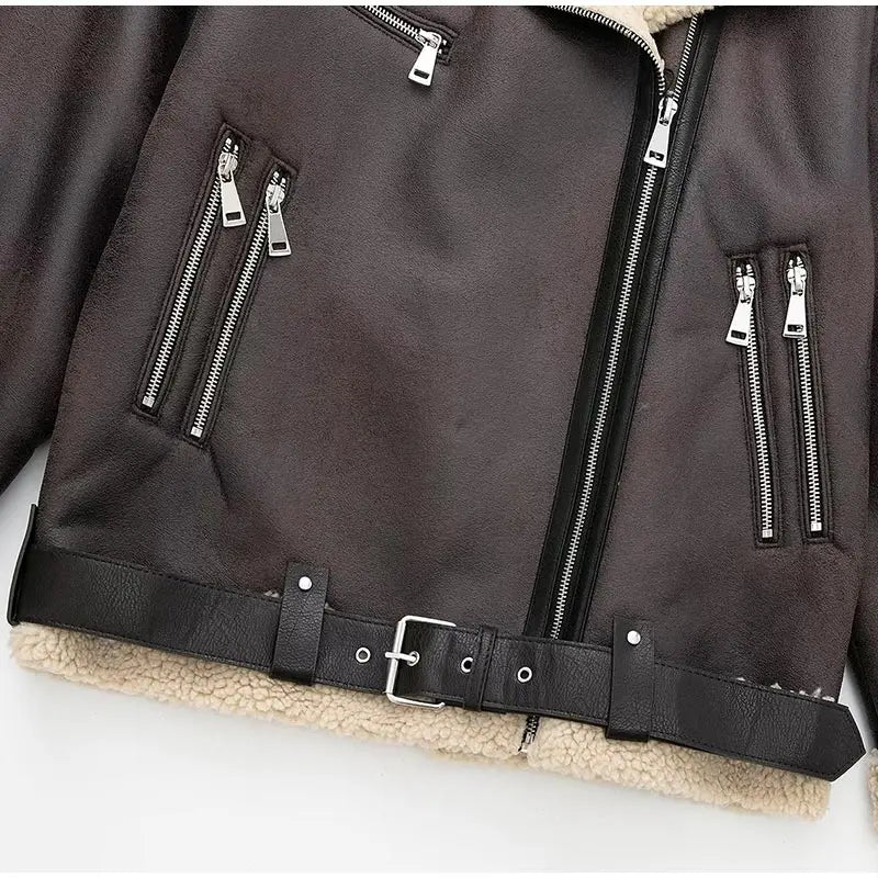 AMELIE - ג'קט בייקר עם בטנת פרווה