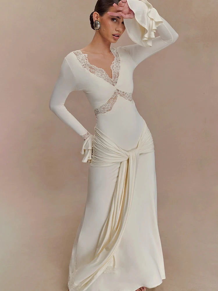 CELESTE - שמלת מקסי תחרה גב חשוף