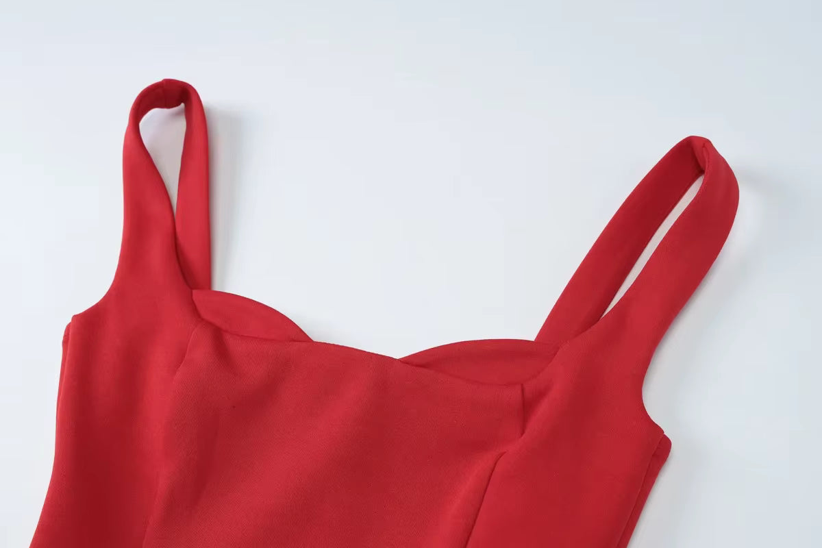 JOY - שמלת מיני A-line רוכסן כתפיות מרובע