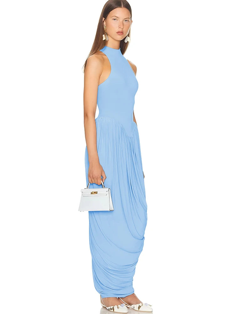 MADRID - שמלת מקסי דרייפ ללא שרוולים מותן גבוה