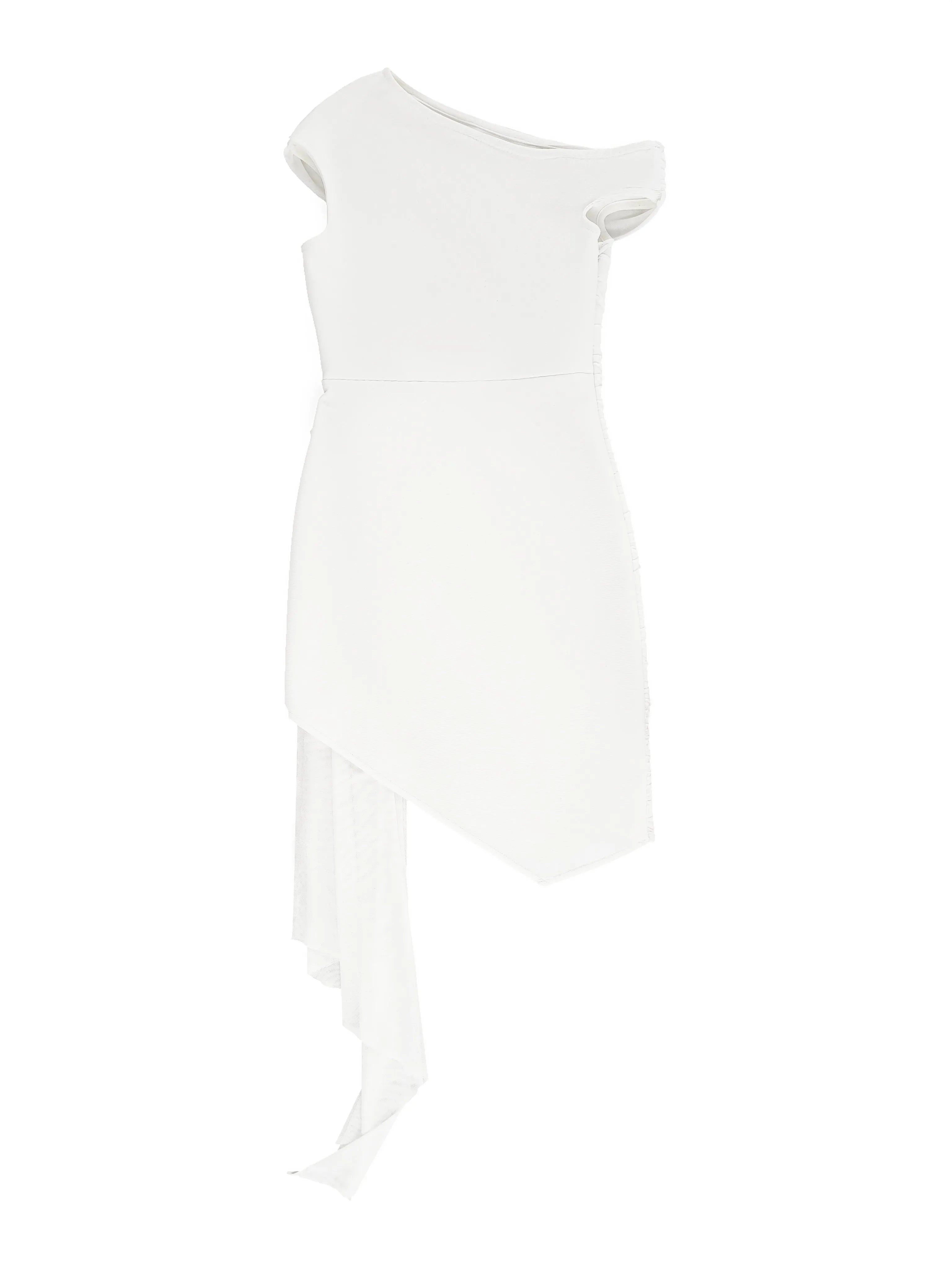 VEGA - שמלת בנדג' מיני כתף אחת פרח יהלום