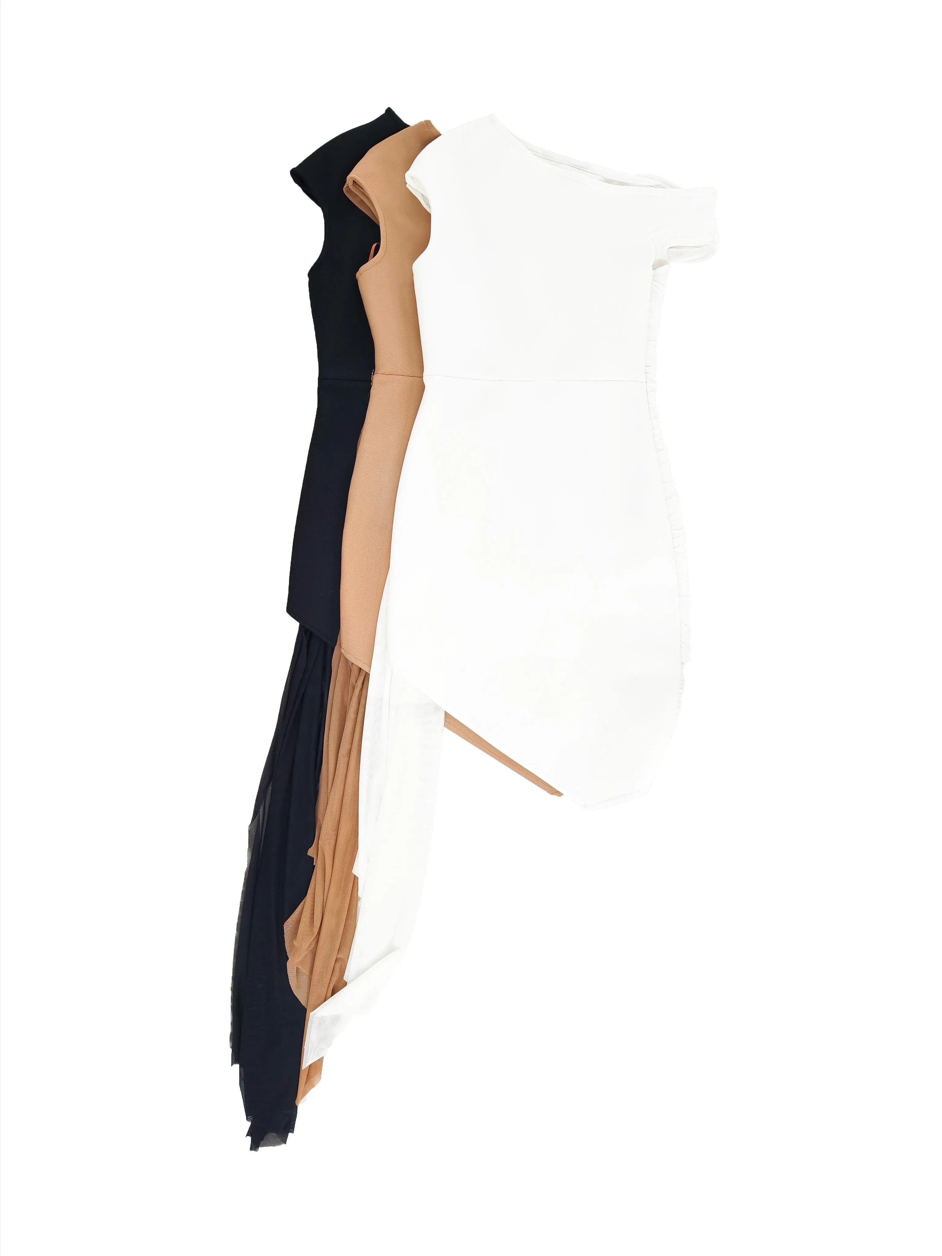 VEGA - שמלת בנדג' מיני כתף אחת פרח יהלום