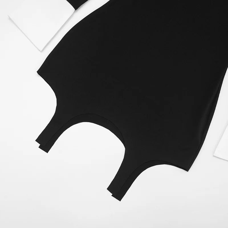 GAIA - שמלת מיני צווארון פולו שרוול ארוך פאצ'ים