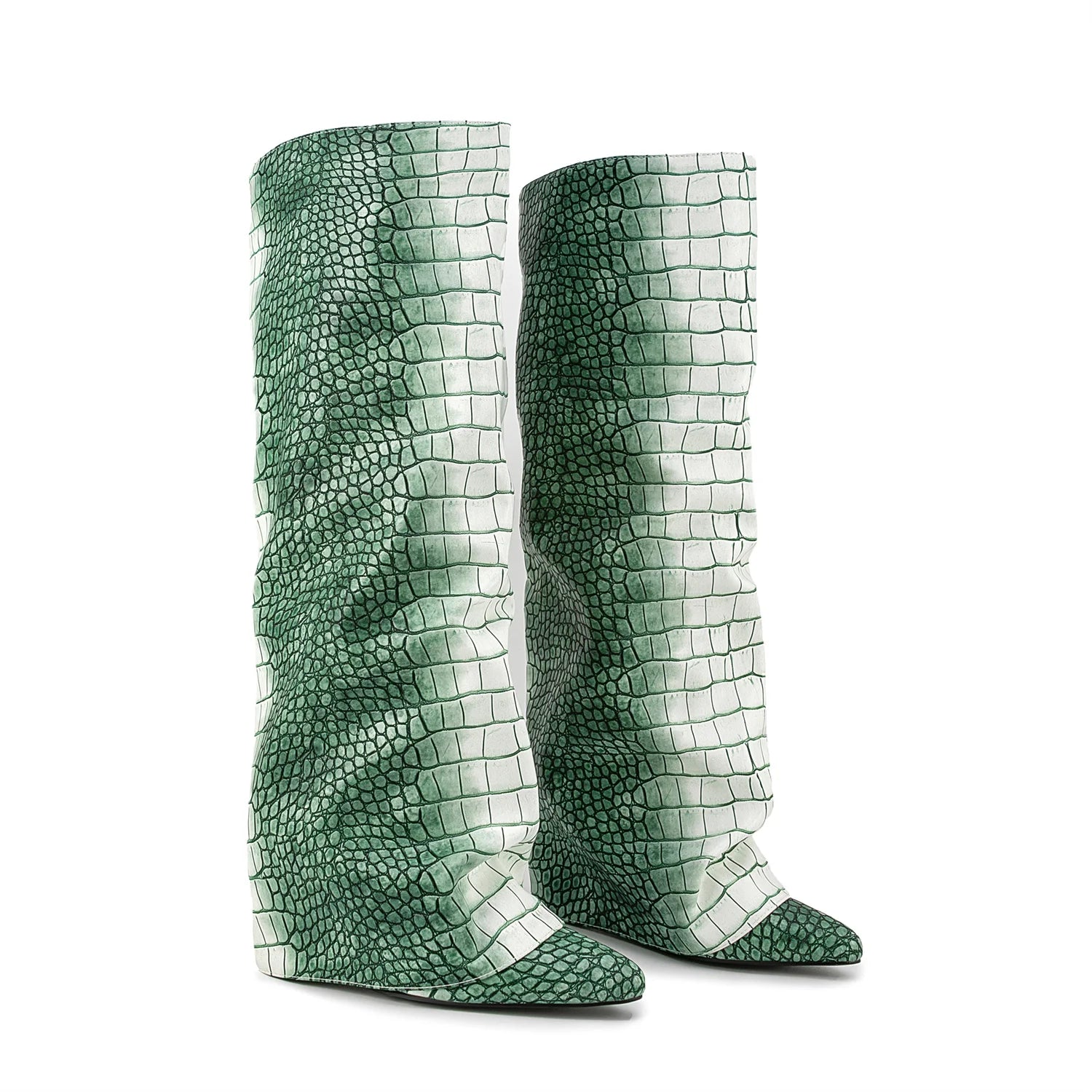 GRACE - מגפי ברך ווג' מקופלים בוהן מחודדת