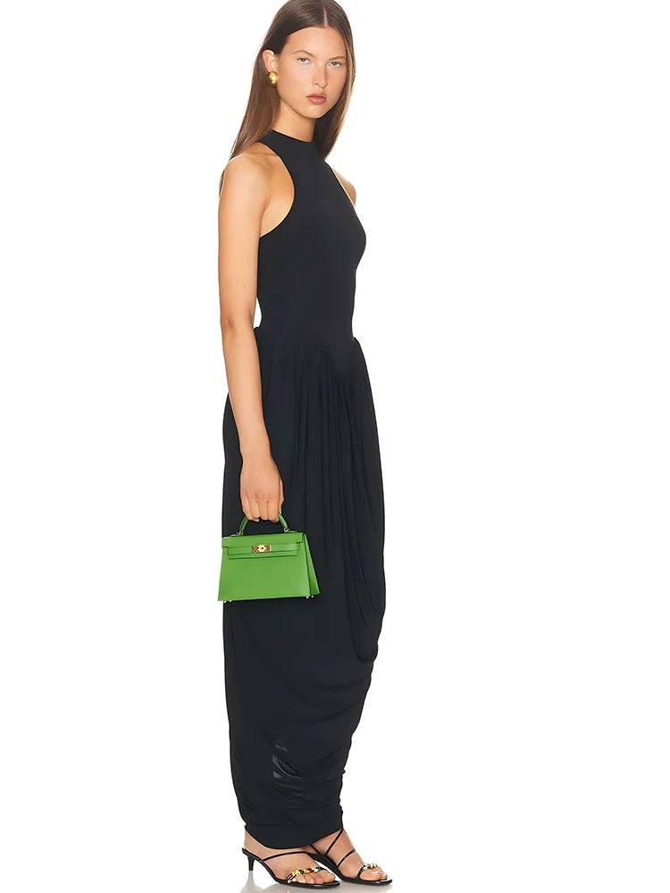 MADRID - שמלת מקסי דרייפ ללא שרוולים מותן גבוה