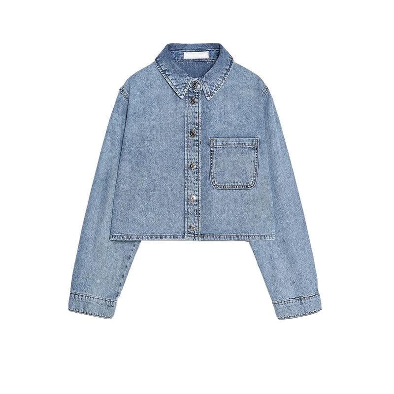 IVORY - סט ג'ינס ג'קט ומכנסיים רחבים