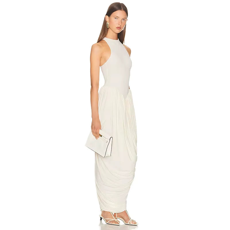 MADRID - שמלת מקסי דרייפ ללא שרוולים מותן גבוה