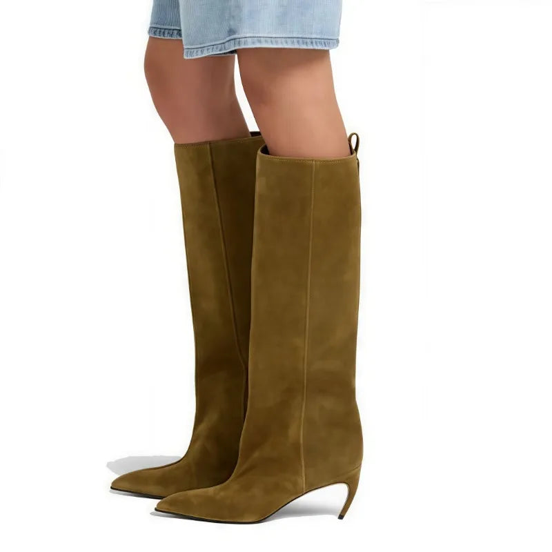 PENNY - מגפי עקב גבוה מחודדים עד הברך