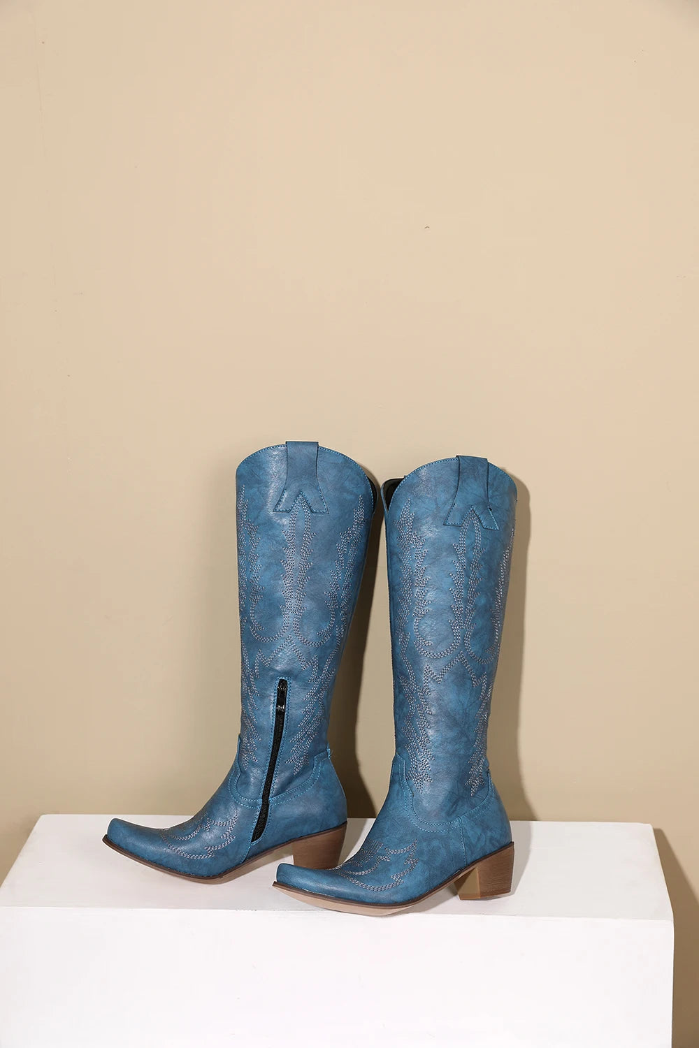 TOKYO - מגפי ברך קאובוי רקמה בוהן מחודדת