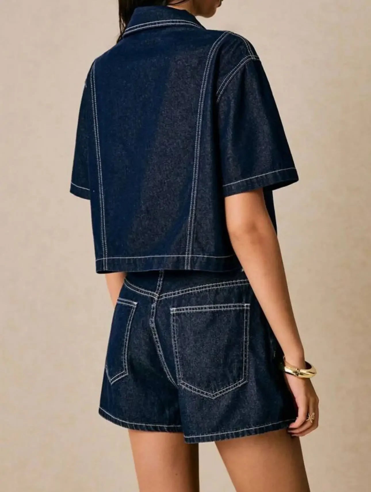 KENDALL – סט דנים: חולצה מכופתרת וחצאית מיני