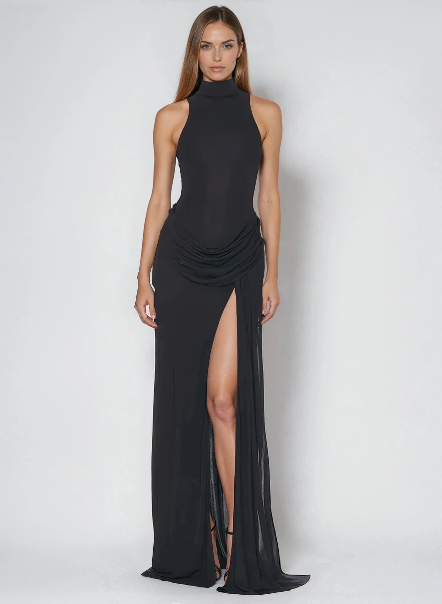 שמלת ARIEL – מקסי אלגנטית עם שסע וכתף חשופה