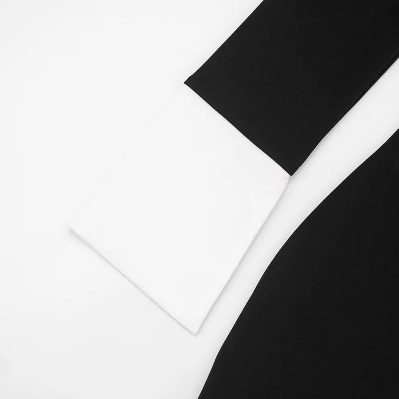 GAIA - שמלת מיני צווארון פולו שרוול ארוך פאצ'ים